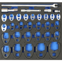 Wkład wózka 560 mm - nasadki otwarte boczne, 10-50 mm, 32 el.