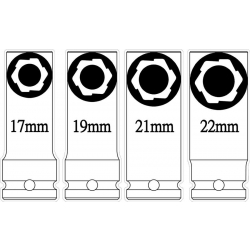 Nasadki wykrętaki 17-22 mm, 4 szt.